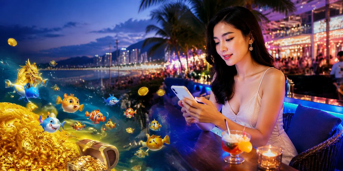 Người dùng tại Nha Trang xem kèo bóng đá và đặt cược trên điện thoại di động bên bờ biển